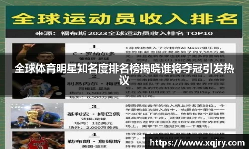 全球体育明星知名度排名榜揭晓谁将夺冠引发热议